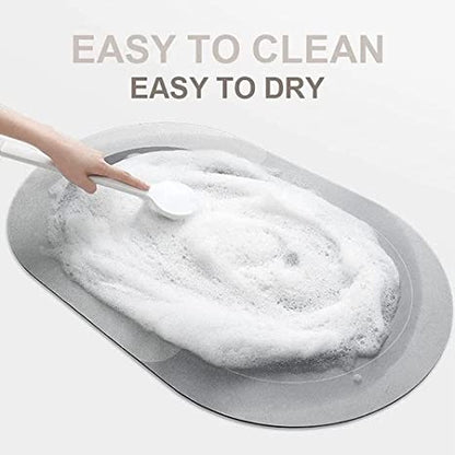 Rubber Non-Slip Quick Dry Washable Oval Bathroom Floor Mat