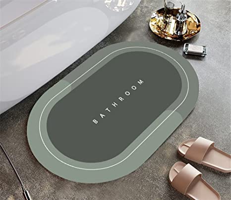 Rubber Non-Slip Quick Dry Washable Oval Bathroom Floor Mat