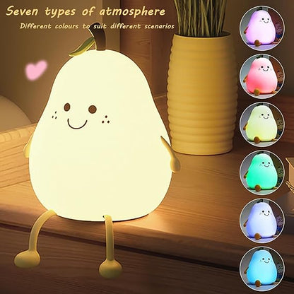 Night Light Cute Pear LED Nursery Nightlight Lamp, Festival, Christmas Gift for Kids Girls Boys